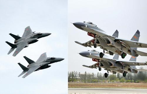 資料圖:29日,中國空軍查證了進(jìn)入東海防空識別區(qū)的美日軍機(jī),左圖為進(jìn)入防空識別區(qū)的日本F-15戰(zhàn)機(jī)(資料圖),右圖為當(dāng)天起飛的中國殲-11飛機(jī)。